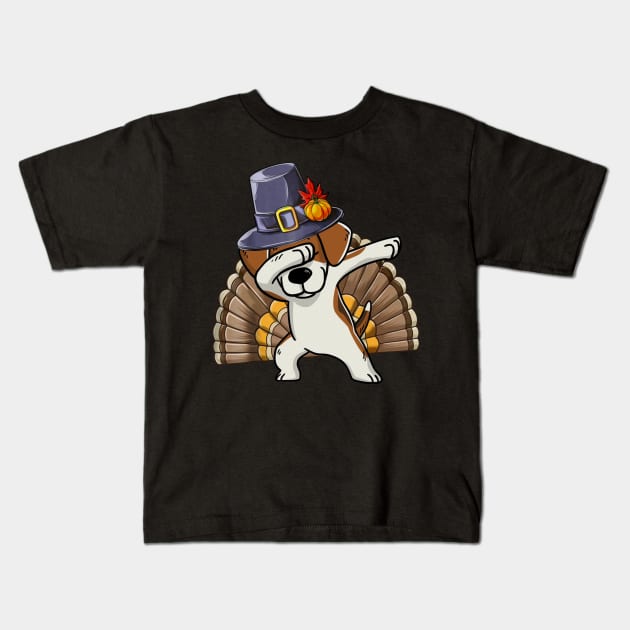 Thanksgiving T shirt for Boys Men Dabbing Beagle Turkey Kids T-Shirt by TeeAbe